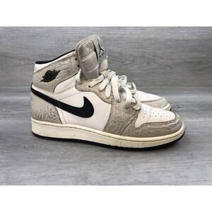 Nike‎ Youth Air Jordan Retro 1 Elephant Basketball Youth White Leather 6.5 Shoes